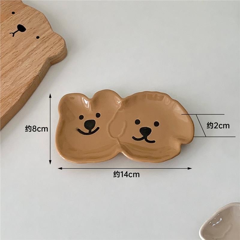 Cartoon Animal Ceramic Taste Plate Creative Cute Bear Puppy Plate Snack Snack Dipping Sauce Vinaigrette Plate 1PCS