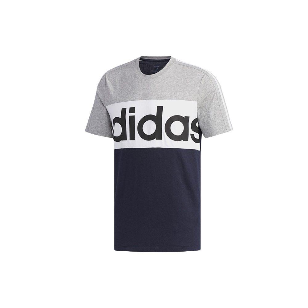 Adidas T Shirts Men's Gray Blue Crew Neck Moderate Straight Fit FL0292
