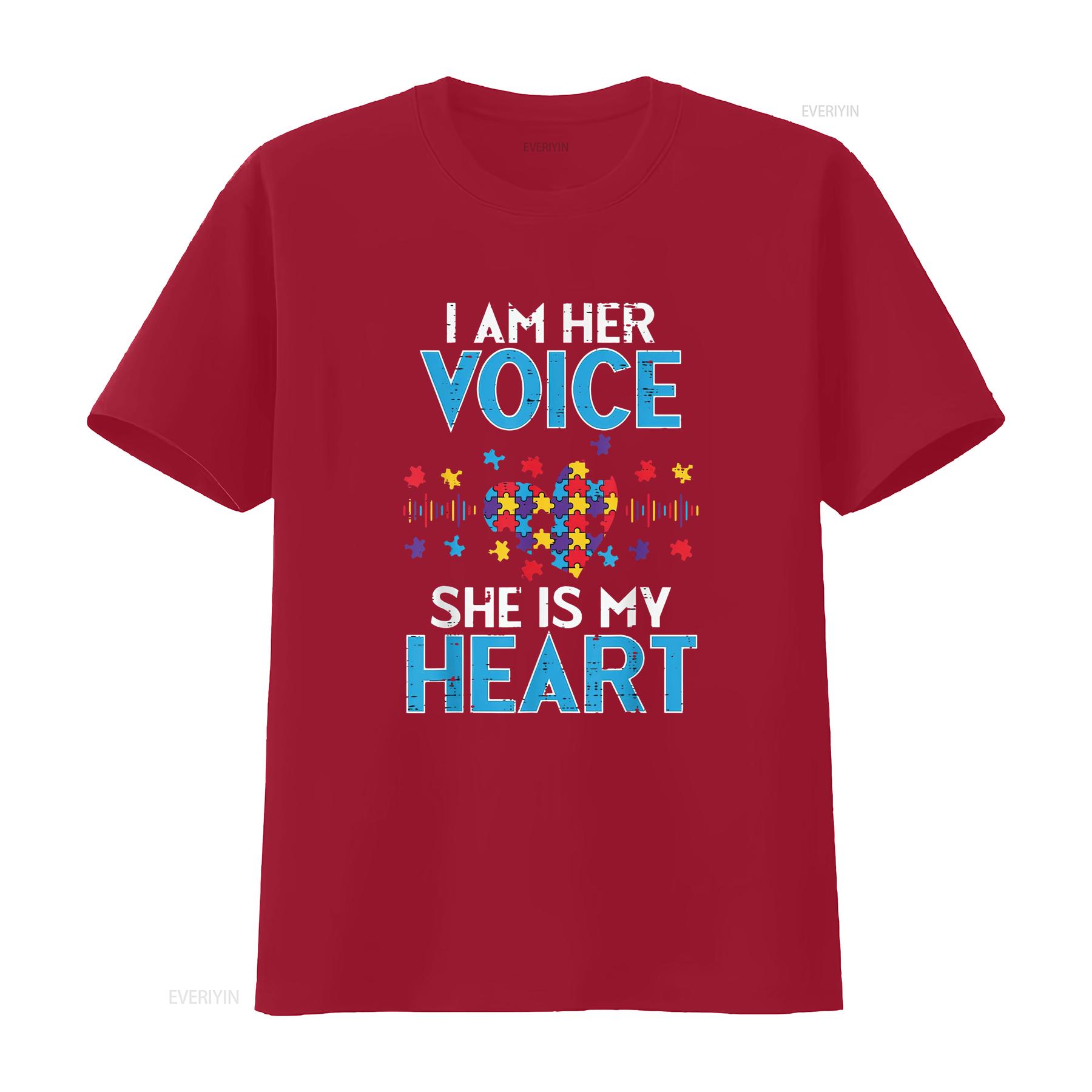 

I Her Voice She My Heart Autism Awareness Mom Dad Stylish shirts for Women Trendy Design vintage Washed designer clothes S