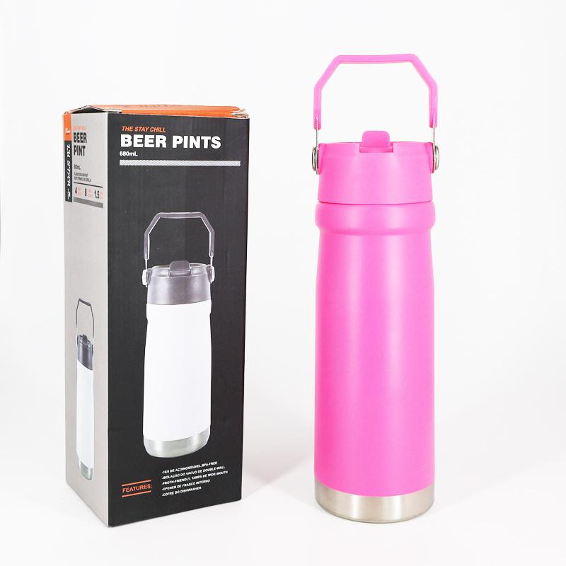 Nice Custom Color logo Portable School Stainless Steel 304 Vacuum Flask Powder Coated Water Bottle Insulated for Sports