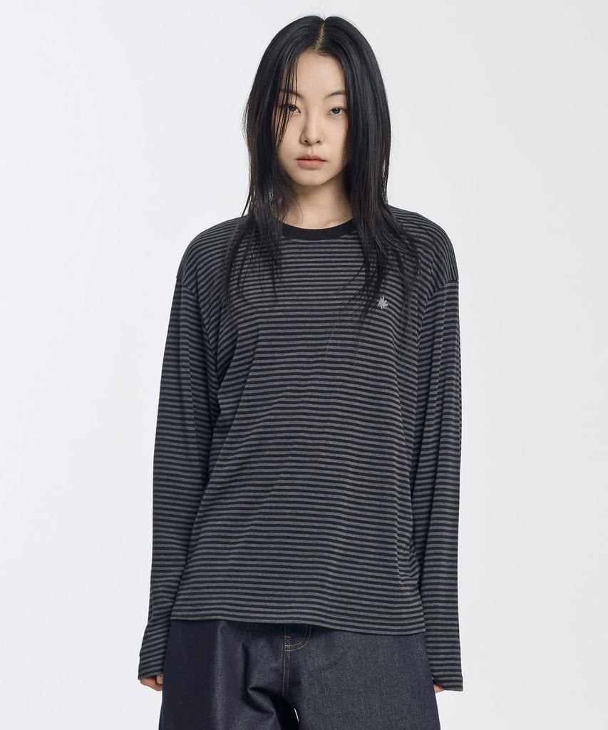 SLOW RECORD HOUSE Striped Long Sleeve_Black