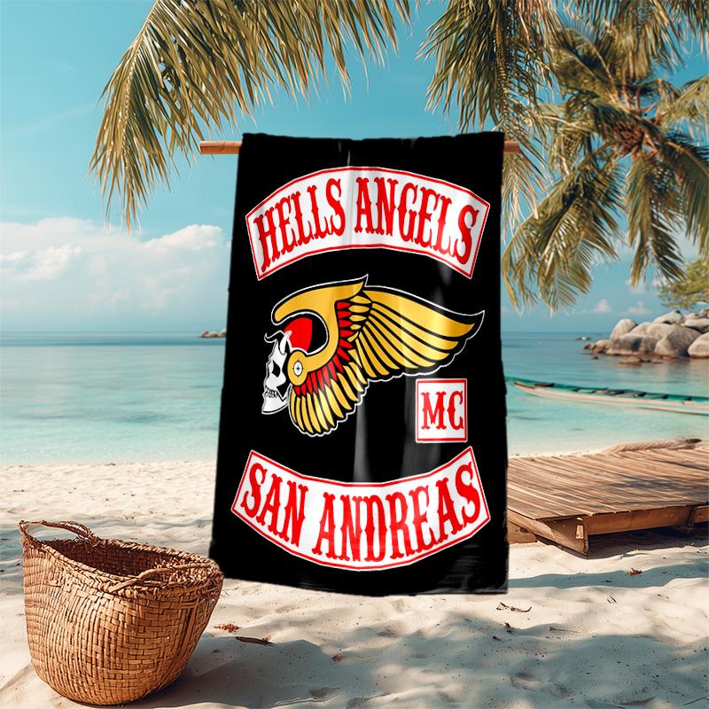 Gang Motorcycle enthusiasts Hells Angels Motorcycle Club beach towel outdoor camping vacation swimming beach towel outdoor absorbent bath towel Y8