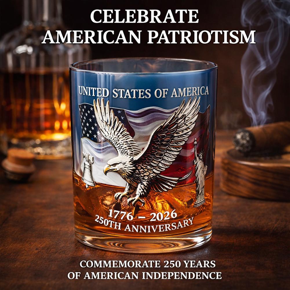 250Th Anniversary Whiskey Glass Usa Patriotic Drinking Cup American History Memorial Gift For 4Th Of July Independence Day