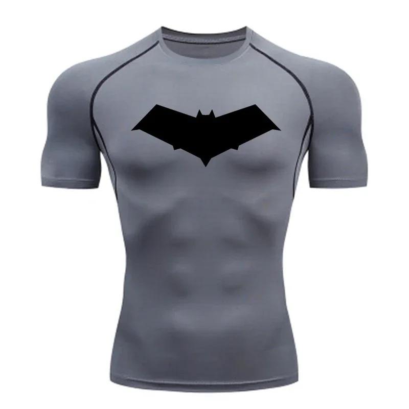 Clothing Fitness Compression Running T-Shirt Men Tops Bat Printing T Shirts Men Quick-Drying Gym Sportswear Jersey Tee For Male