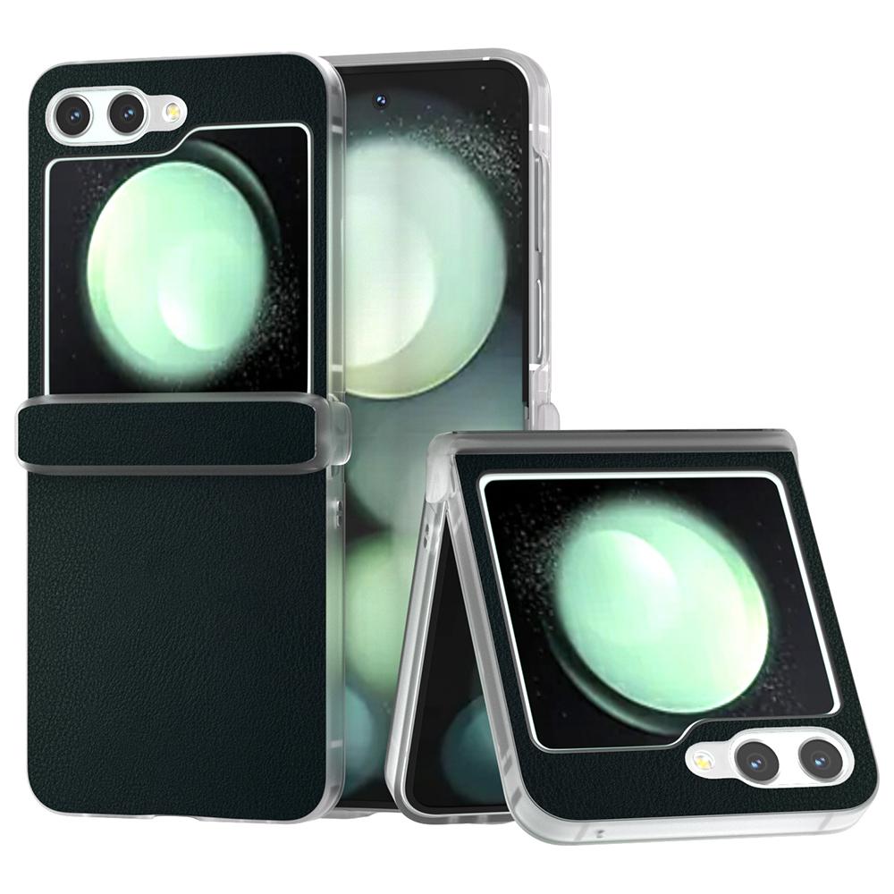 For Samsung Galaxy Z Flip5 5G Case Hinge Protection Leather+PC Anti-Slip Phone Cover