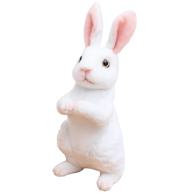 16cm Squatting Rabbit Plush Toy Simulation Animal Doll Skin Friendly Soft Sleeping Companion Easter Birthday Gift for Kids