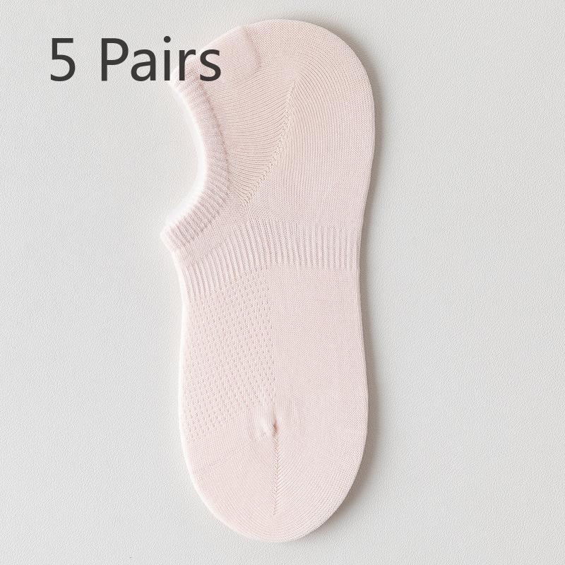 5 Paar Damen Kleine Frische Atmungsaktive Reiner Baumwolle Knochenlose Rutschfeste Unsichtbare Socken