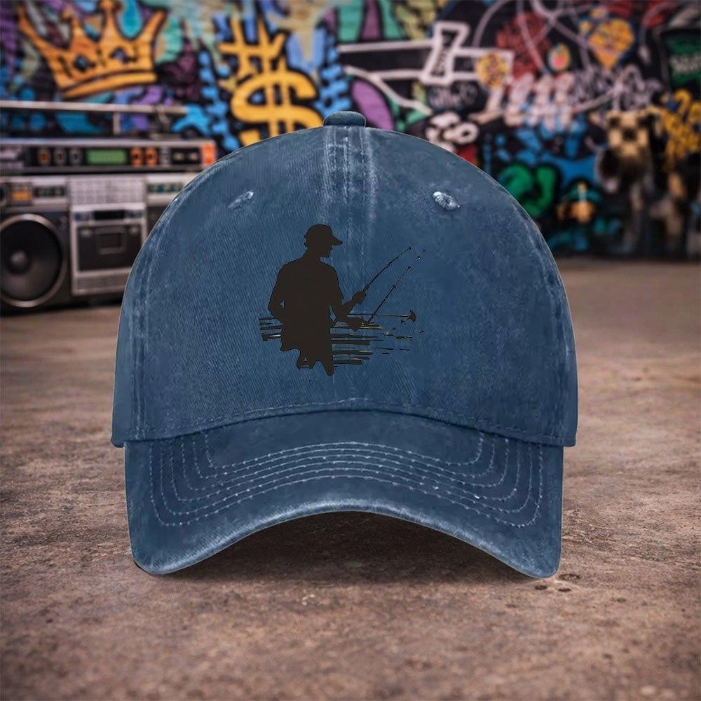 Pc Unisex Fishing Vintage Washed Baseball Cap UnisexS Trendy Hat Versatile Duckbill Cap Fun Print Unique Birthday Gift Fo