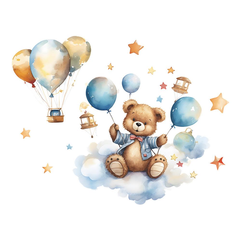 

Наклейки на стену с изображением медведя, слона, воздушного шара, звезды, для детской комнаты, украшения фона спальни, самоклеящиеся наклейки на стену 40x60CM