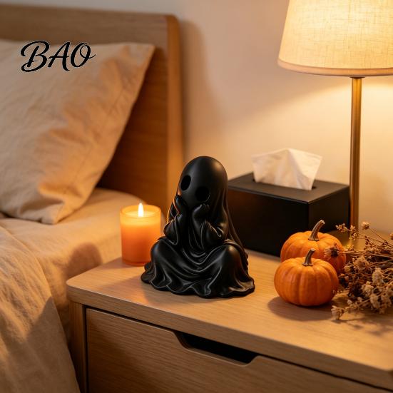 Unique Holiday Gift for Friends 3D Printed Halloween Ghost Figurine, Cute Chin-Resting Spooky Desk Decor, Modern Decor Shelf Funny Ornament Home Party