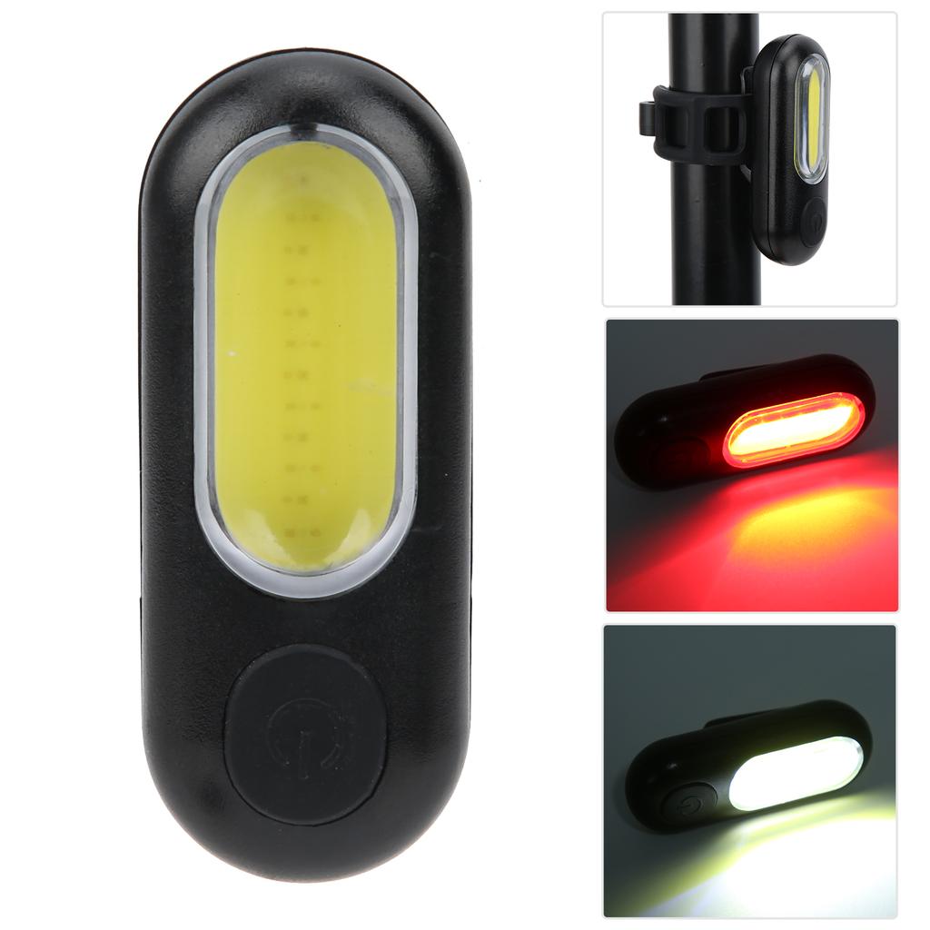 Bike Safety Tail Light Bicycle Waterproof USB Rechargeable Warning COB Rear LightRed White Double Color