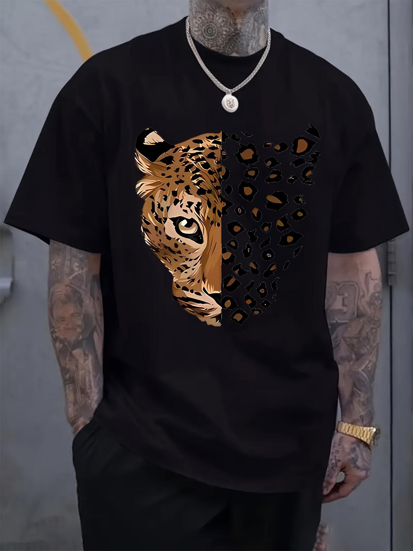 

Men s T-Shirt Y2K Leopard and Animal Black Regular Fit XL