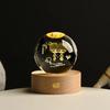 Starry Elk Crystal Ball Night Light - 3D Carved Luminous Desktop Ornament for Christmas, Birthdays, or Valentine's Day