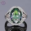 Echter Rainbow Fire Mystic Zirkonia Ring Bunter Feinschmuck Verlobung Hochzeitsgeschenk für Frauen Damen Mädchen
