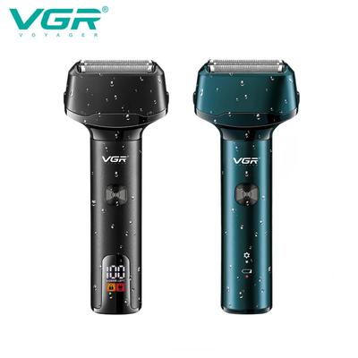 Anti Water Triple Foil Shaver with Pop-up Trimmer Fast Charging for Men USB Men's Rechargeable LED Black Electric Razor VGR IPX5