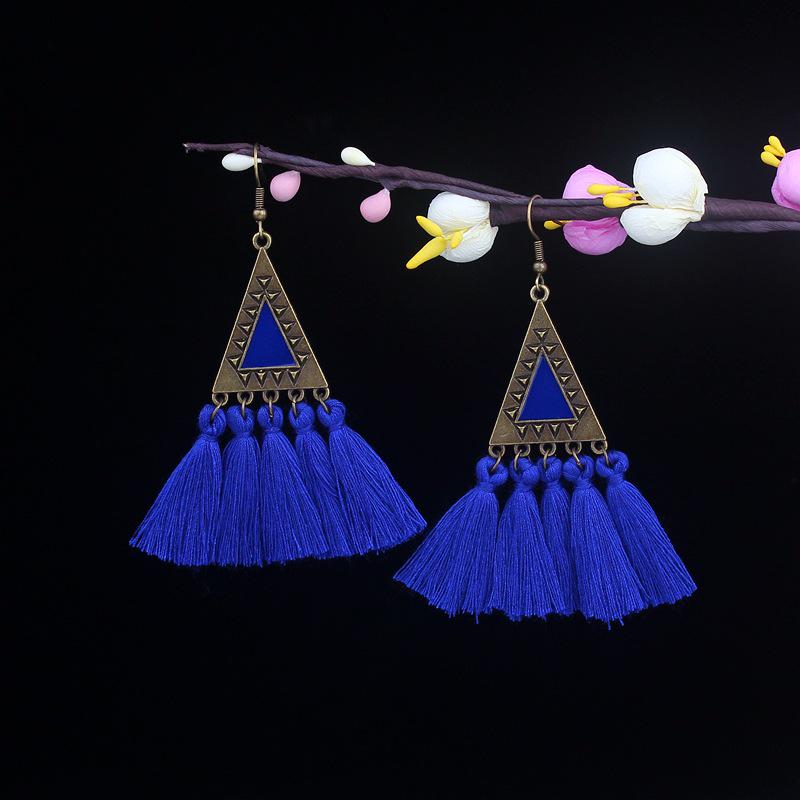 Bohemian Turquoise Owl Dream Catcher Tassel Earrings for Women