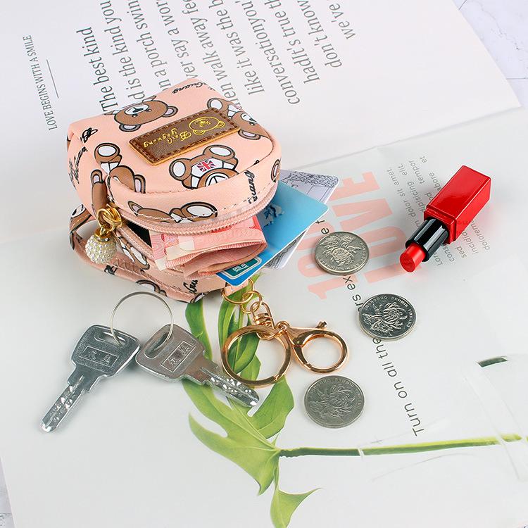 Cute Bear Mini Backpack Coin Purse Keychain - Korean Style