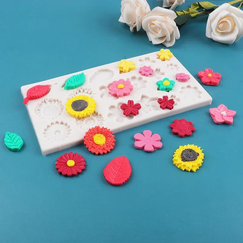 1 Fondant Chocolate Silicone Mold, Rose Leaf Sunflower Sunflower Small Daisy Flower DIY Silicone Mold