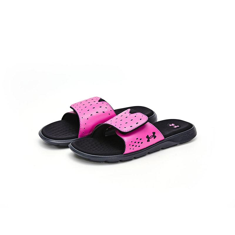 Under Armour One Strap Velcro Comfortable Soft Hollow Childrens Slippers Kids Slippers Pink Black 3026039