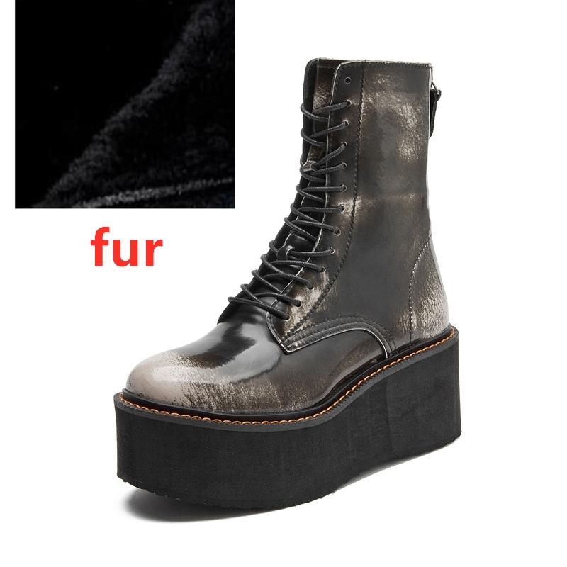 Fashion AIYUQI Women Ankle Boots Genuine Leather 2025 New Platform High Heel Short Boots Female Non-slip Large Size Women Winte Boots
