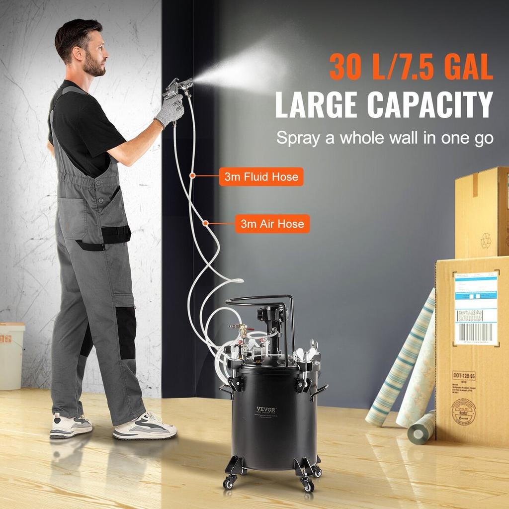 Réservoir à pression pour peinture en aérosol 30 L / 7,5 gal Agitation entièrement automatique 70 psi