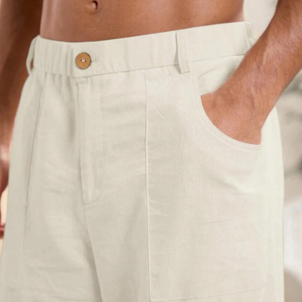 Men's Solid Color Cotton Linen Trousers Men's Casual Fashionable Cotton Linen Trousers