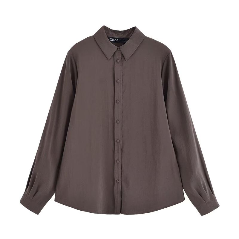 Kaslead New Women clothes Western Style Fashion Simple Solid Long sleeve Drape Shirts 2157222