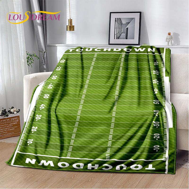 2025 Rugbyfeld Rugby American Football Cartoon Weiche Decke, Weiche Überwurfdecke für Zuhause Schlafzimmer Bett Sofa Reiseabdeckung Kind