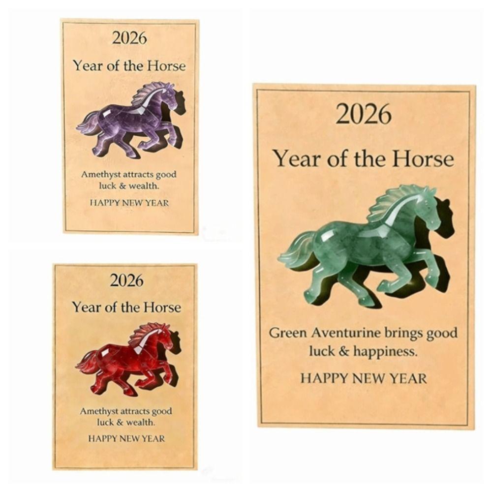 Creative Acrylic Year of The Horse Postcard Festive Blessing Lucky Horse Year Card Gifts Greeting Card Decoration