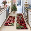 Christmas Velvet Non-Slip Water-Absorbent Floor Mat Set - Easy Clean, Dirt Resistant, Decorative Kitchen Rugs.