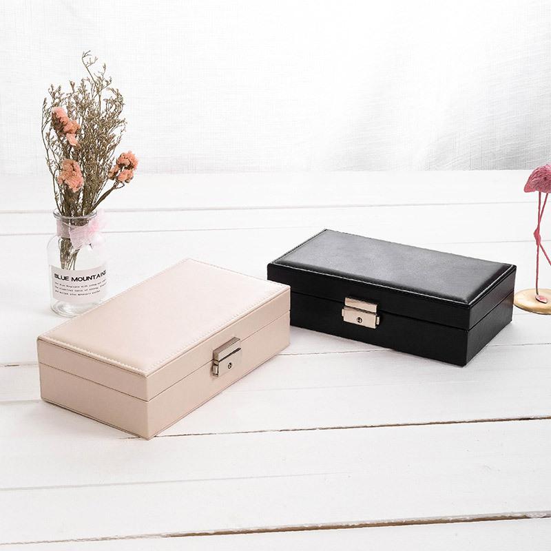Custom Logo Earring Ring Necklace Cases With Lock Jewelry Box Organizer Jewelry Storage PU Leather Jewellery Boxes