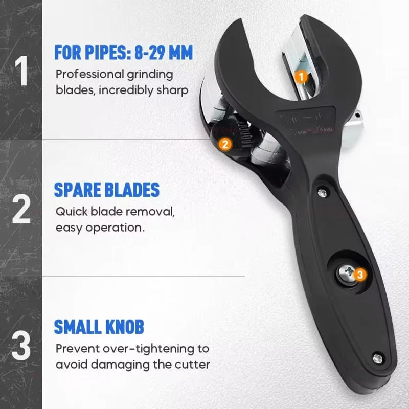 

Труборіз з храповим механізмом 8-29 мм Універсальний різак для труб Нержавіюча сталь Мідь Алюміній Храповий ножиці Різак для шлангів Ручні інструменти чорний