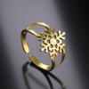 Fashion Snowflake Ring Stainless Steel Adjustable Hollow Out Romantic Valentine Christmas Double Layer Jewelry 2025