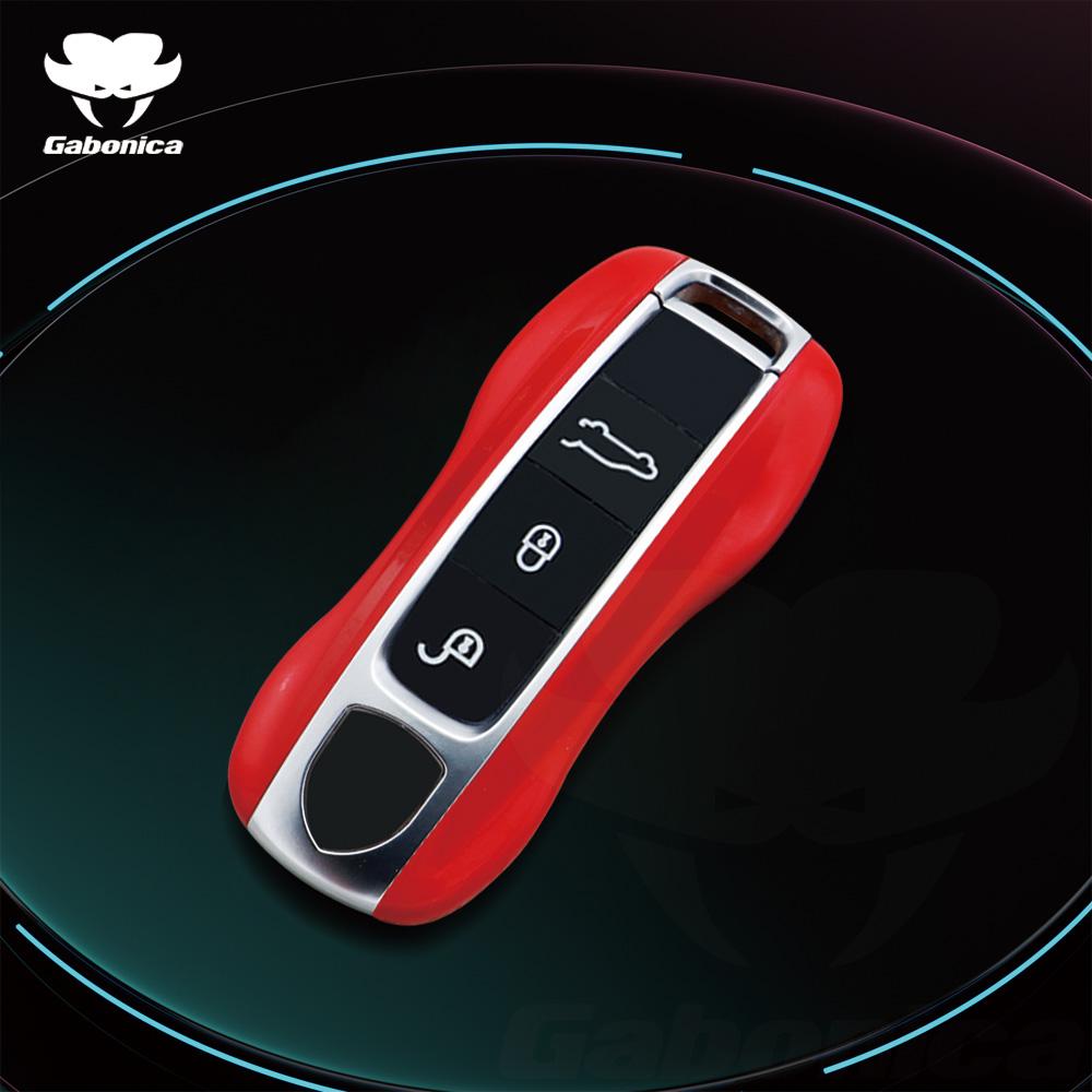 For Porsche Cayenne Coupe Panamera Taycan 911 971 9Ya Macan Boxste Carbon Fiber Car Key Fob Case Cover Keyless Chain Ring Holder