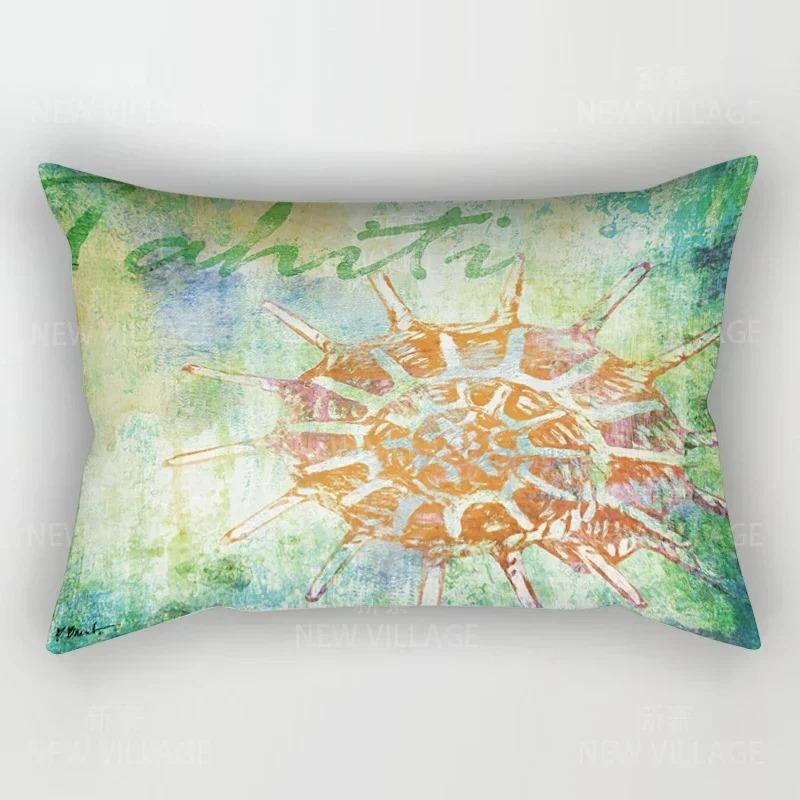 Home Decor Seashells & Starfish Beach-Themed Pillow Covers Pattern Cushion Cover Suitable for Sofa Bedroom Car Pillow Cover