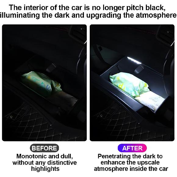 Bittwee Car LED Lights, 2PCS Vehicle Interior Wireless Ambient Lighting with 6 Bright LED Lamp Beads, Portable USB Rechargeable Atmosphere Night