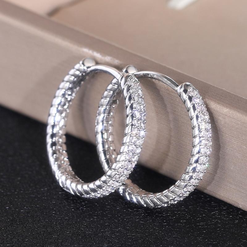 Xiaomi Huitan Classic Women's Hoop Earrings with Brilliant Cubic Zirconia Luxury Silver Color Circle Earrings Temperament Lady Jewelry