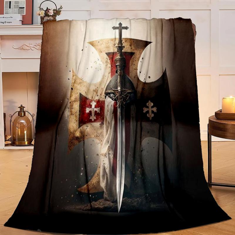 1PC Knightly Crusader Armor Flannel Blanket Gift, Suitable for Both Men And Women, Soft Ideal for Beds And Sofa, Birthday Or Christmas Gift