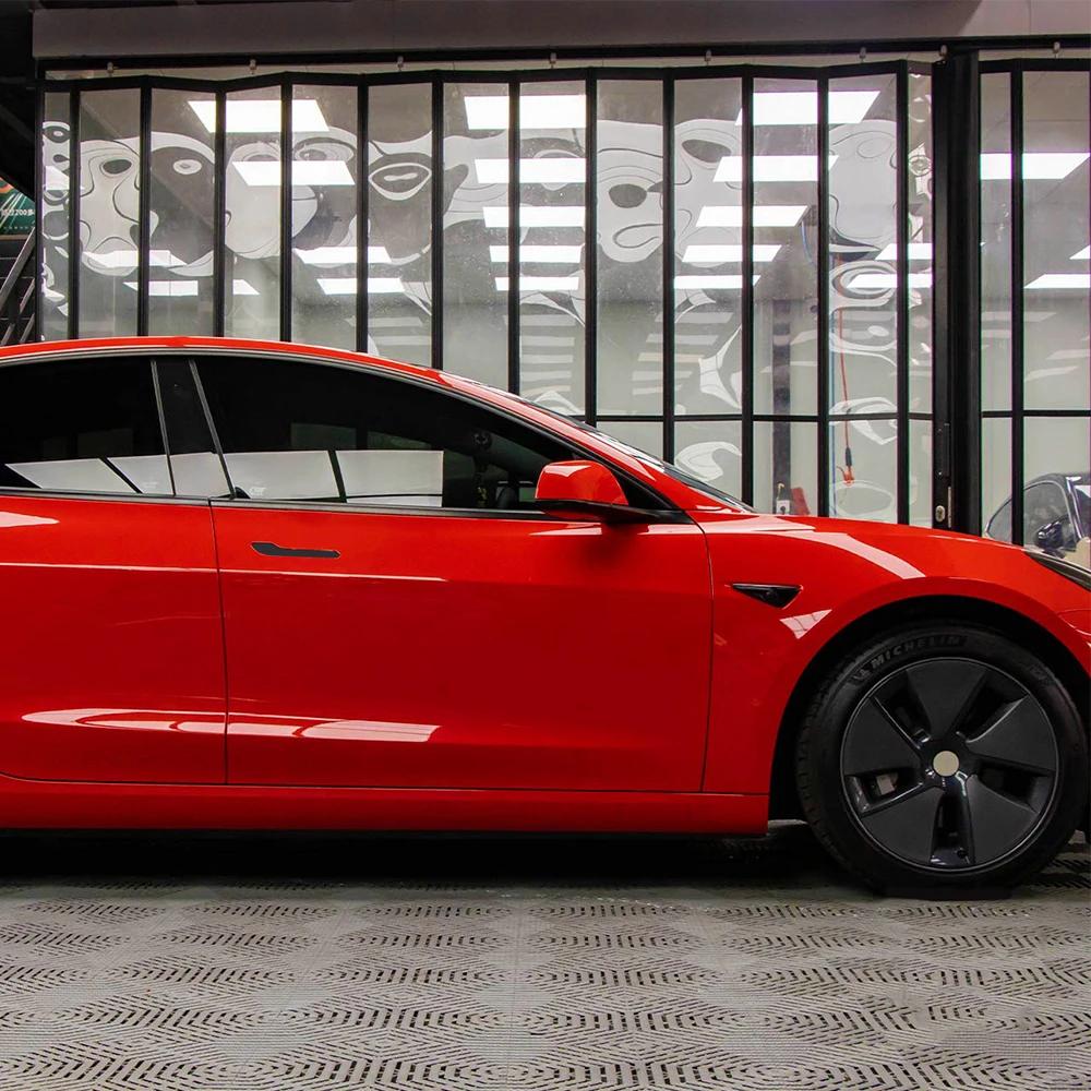 High Gloss Red Vinyl Wrap Film Car Wrapping Roll Sheet Decal Vehicle Motorcycle DIY Adhesive Decoration Accessories Bubble Free