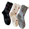 Winter Socks for Girls, Cartoon Puppy Plush Bow Wool Socks, Cute Mid-calf for Girls, Warm Girls