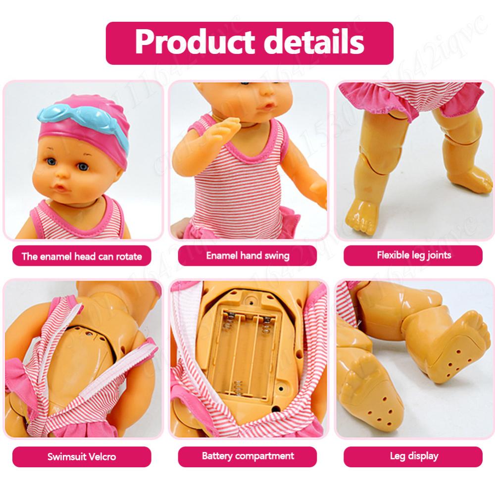 Baby Swimming Electric Doll Detachable Joint Waterproof Doll Battery Powered Cute Movable Toy Realistic Pool Dolls for Kids Gfit