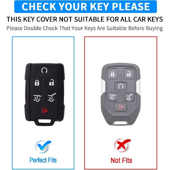 QBUC for Chevy Key Fob Cover,Soft TPU Car Key Case Protector with Leather Keychain Compatible with Chevy Silverado 1500 2500HD 3500HD Tahoe Suburban