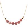 Natural Strawberry Crystal Necklace for Women, Creative Design for Students and Internet Celebrities, Collarbone Chain for Girls S9Simple silver
