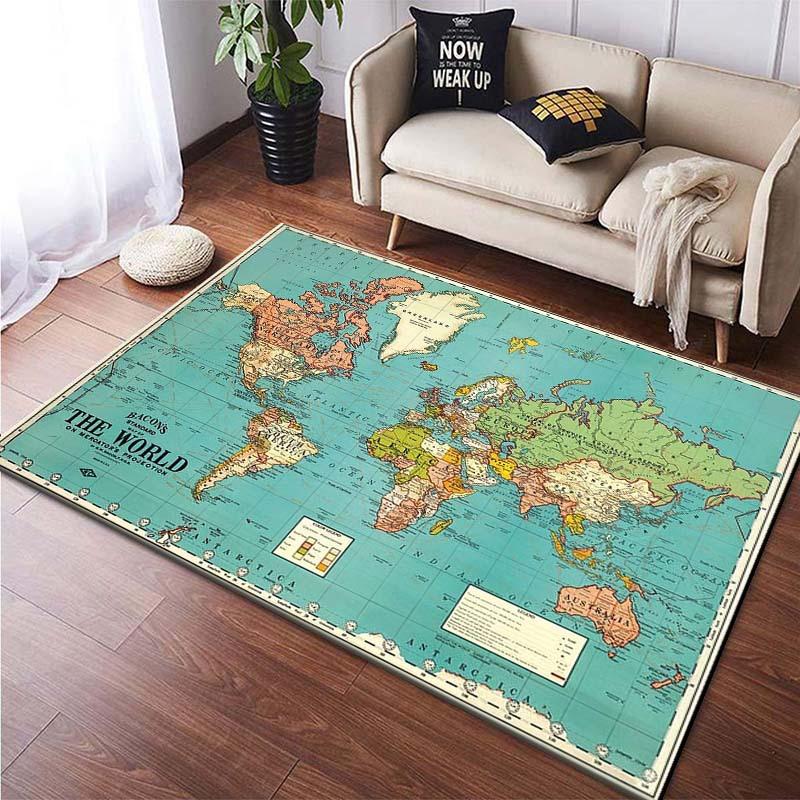 

Glowing World Map Black Carpet Mat Modern Style Living Room Rug with Night Light Effect Continent Pattern Home Decoration 40X60CM