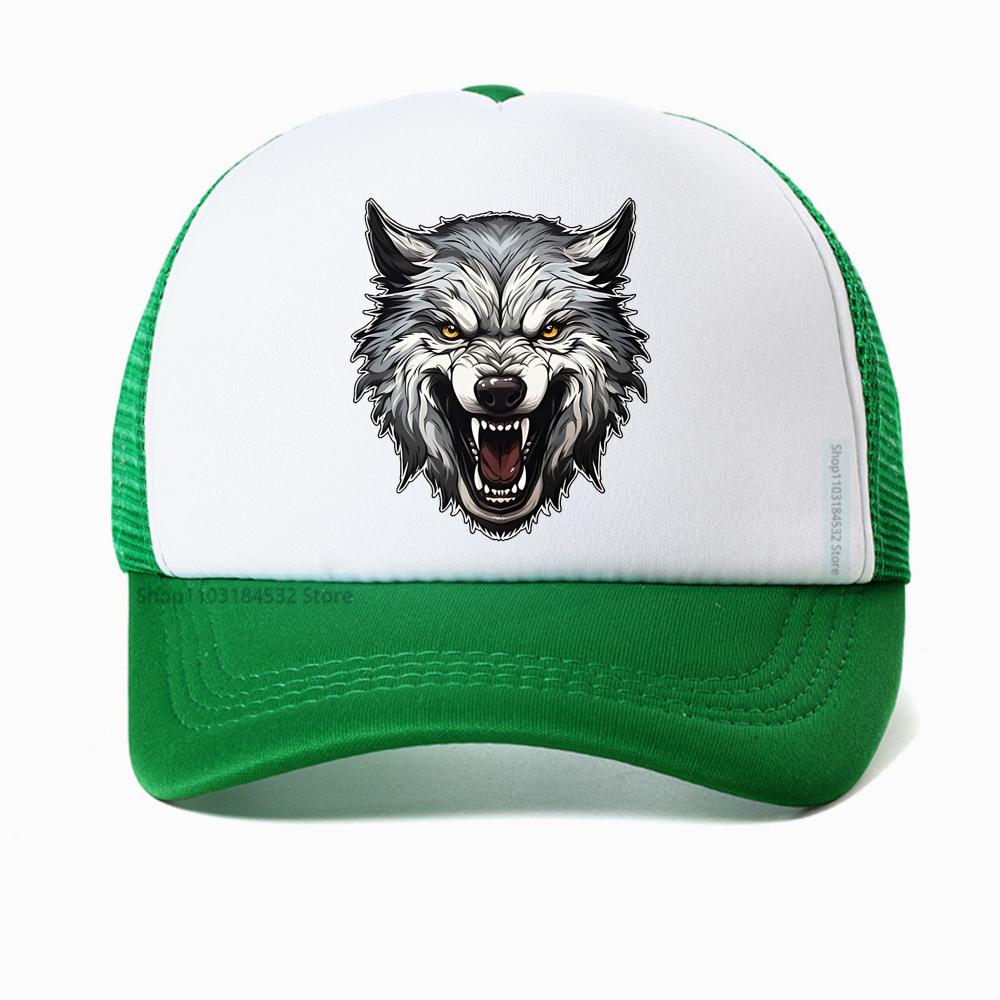 Ferocious Wolf Breathable Baseball Cap Unisex Mesh Snapback Visor Hip Hop Cotton Solid Color Trucker Hat Bone