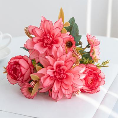 1Pc Hot Sale Artificial Flower Silk Dahlia Rose Daisy Christmas Home Decoration Bonsai Room Wedding Bridal Bouquet Party Diy Box