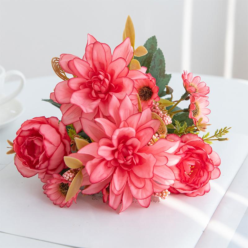 

1 шт., горячая распродажа, искусственный цветок, шелк, георгин, роза, маргаритка, рождественское украшение для дома, бонсай, комната, свадебный букет, вечеринка, коробка для поделок