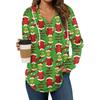 Women's Fashion Hoodies V Neck Long Sleeve Christmas Printed Drawstring Casual Loose Pullover Tops