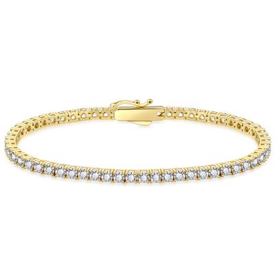 3mm Tennis Bracelet Bracelet S925 Silver Zirconia K14 Gold Plated CZ Diamond Bangles Bracelet Hip Hop Jewelry Bling Unisex Anniversary Birthday