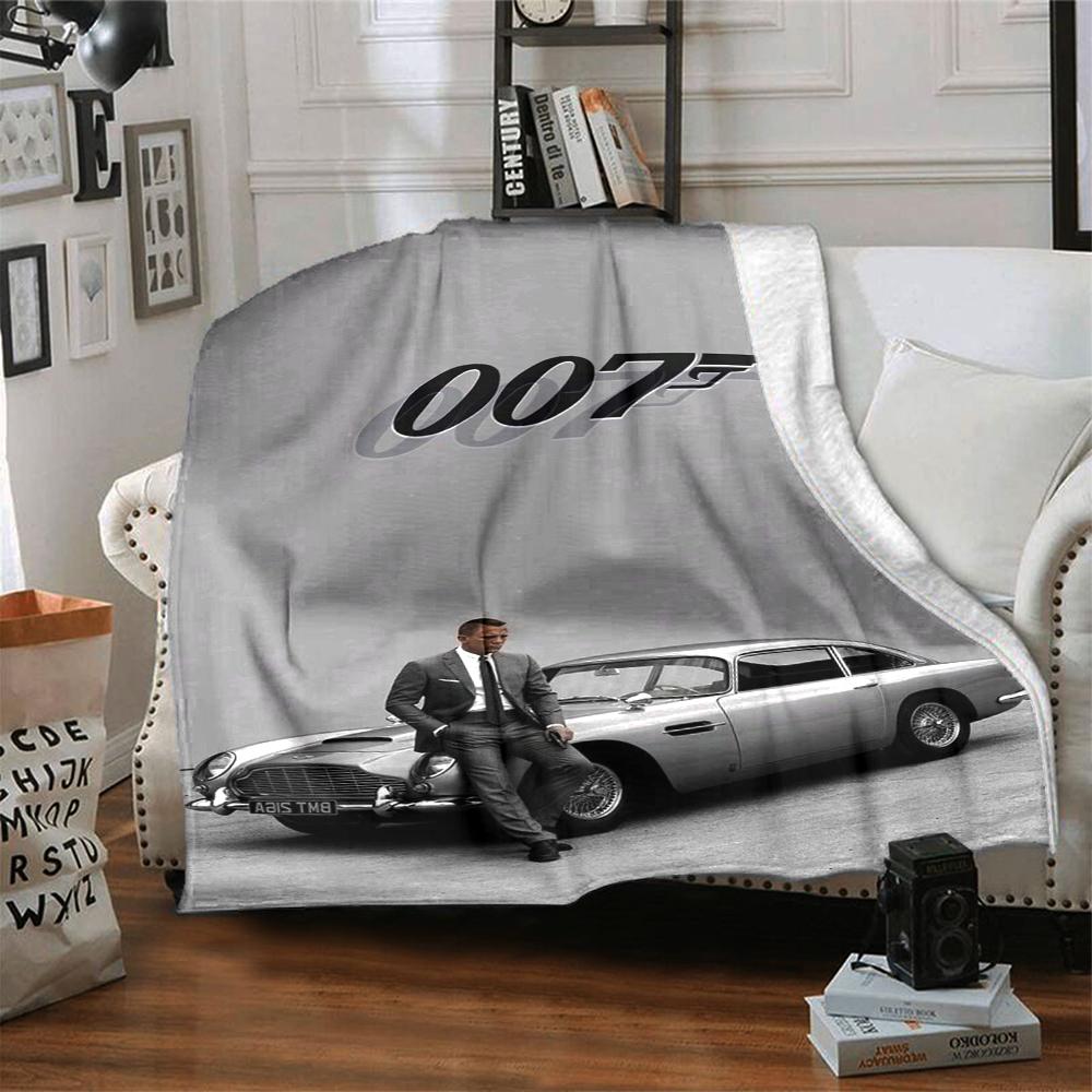 007 James Bond Theme Printed Blanket - Perfect for Couch, Bed, Travel & Outdoor Use | Machine Washable, Cozy & Durable.